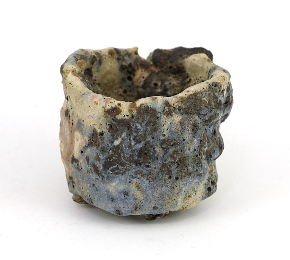 Ewen Henderson (1934-2000), a hand-built mixed laminated clay unomi, 9.5cm across 8.5cm high